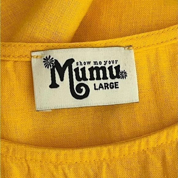 Show Me Your Mumu Katrina Top Size Large Linen Blend Canary Yellow Front Slit - Picture 7 of 8